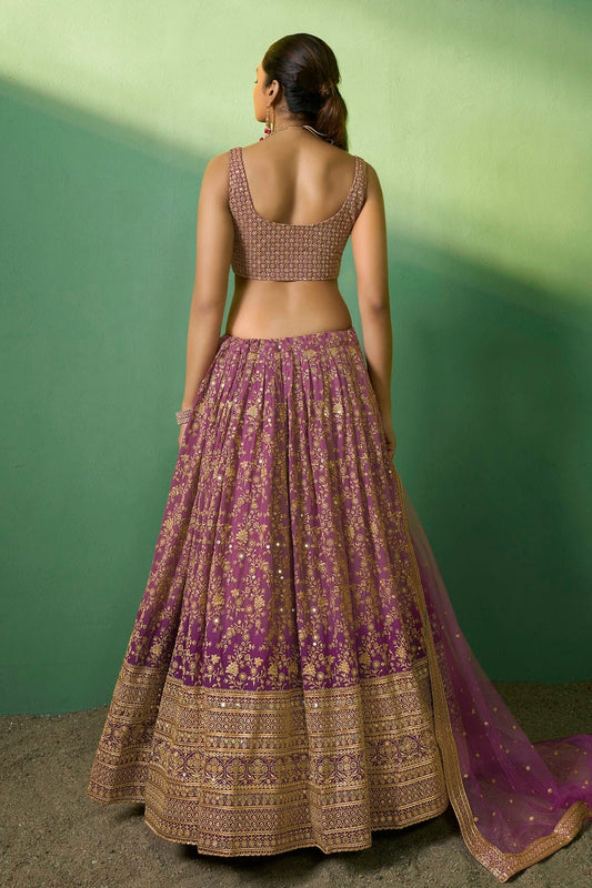 Lavender Embroidery Georgette Lehenga Choli NCLD10810265