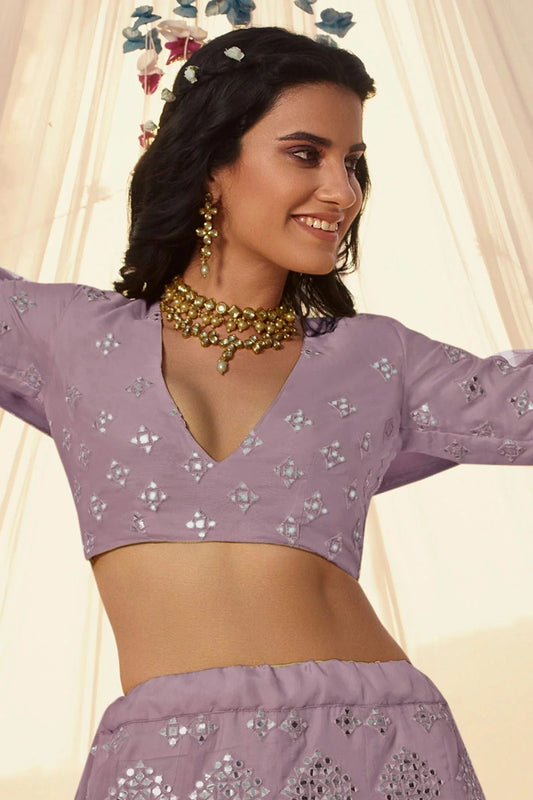 Lavender Embroidery Organza Lehenga Choli NCLD10810337