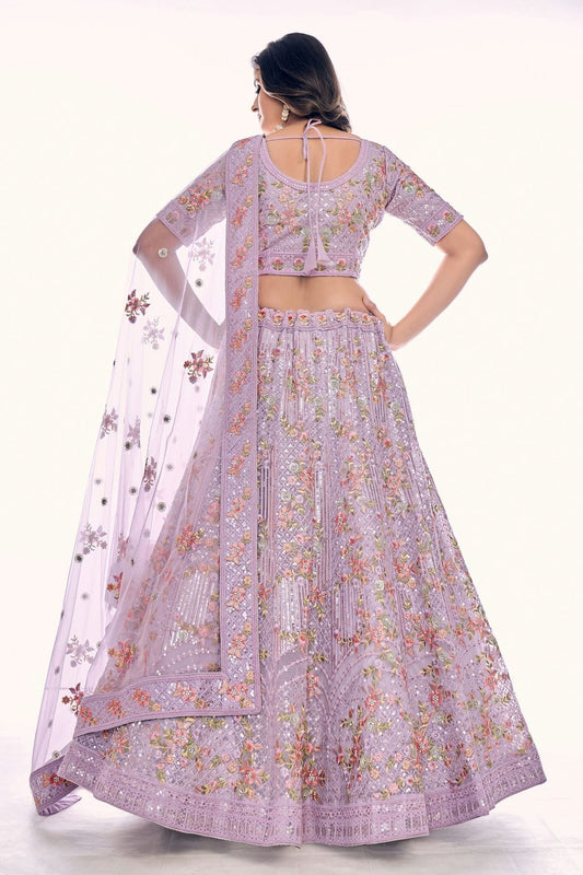 Lavender Embroidery Soft Net Lehenga Choli NCLD10810290