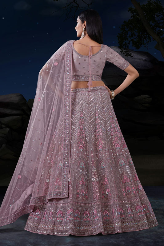 Lavender Embroidery Soft Net Lehenga Choli NCLD10810314