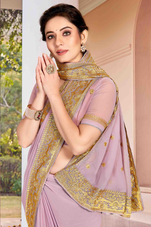 Lavender Georgette Designer Saree NCSD11210904