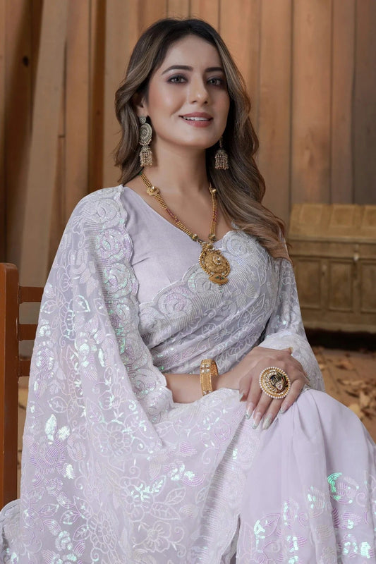 Lavender Georgette Saree NCSD10910332