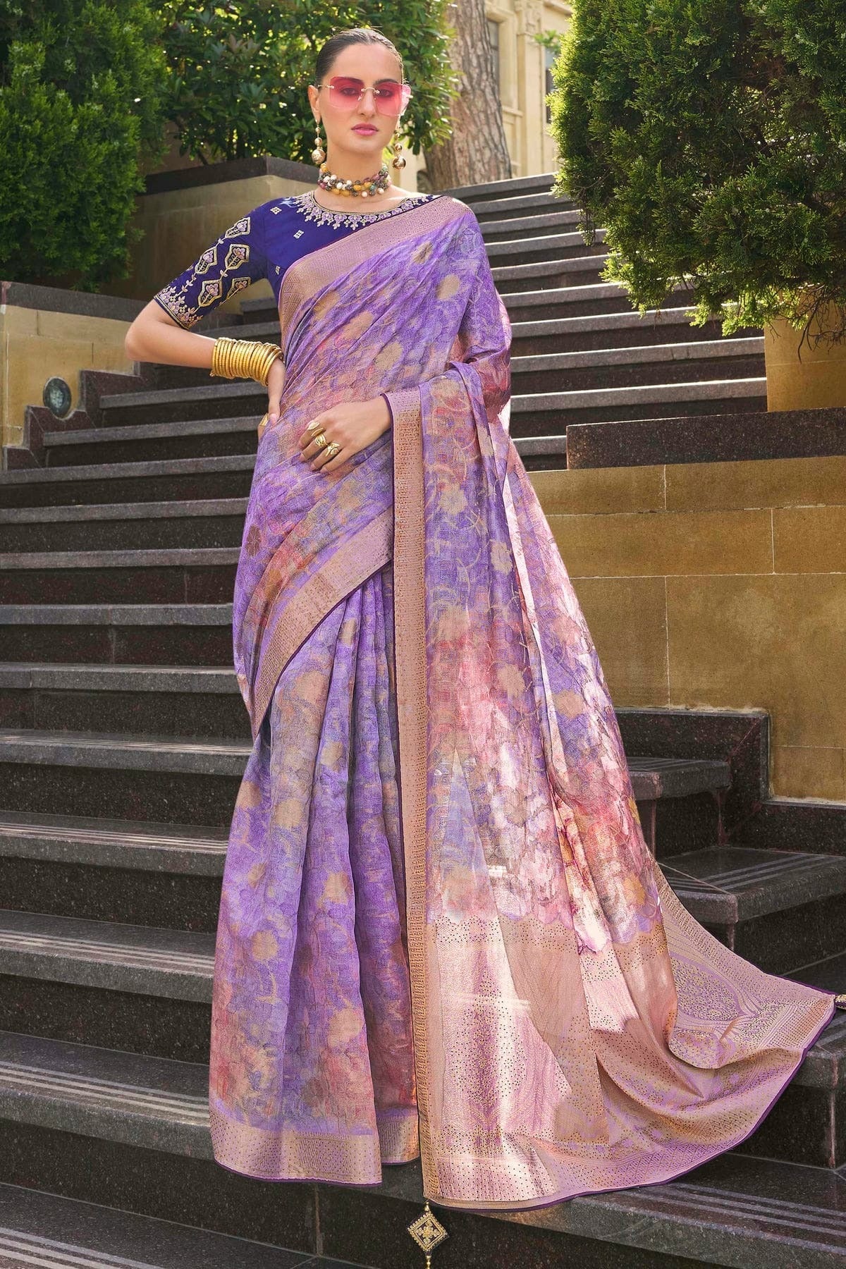 Lavender Jacquard Silk Traditional Saree NCSD11111482