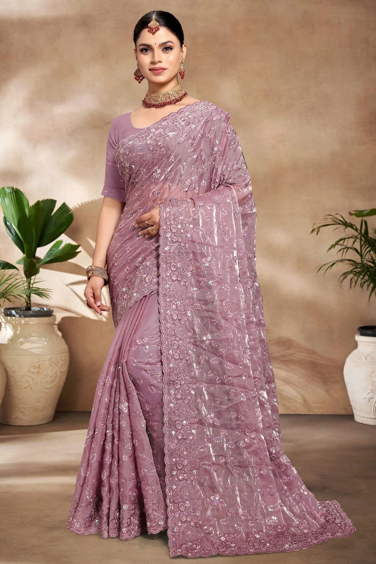 Lavender Jimmy Choo Silk Designer Saree NCSD10910180