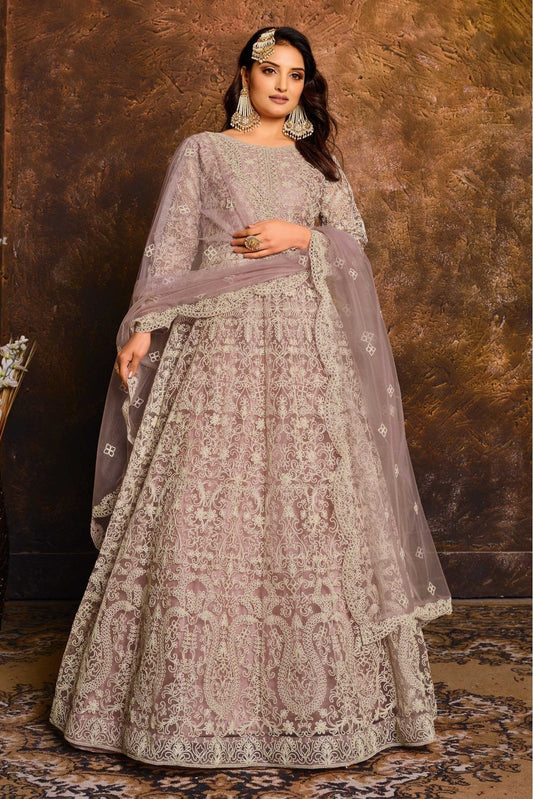 Lavender Net Anarkali Suit NCSM10510326