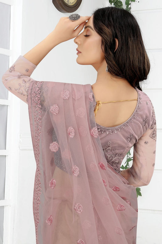 Lavender Net Designer Saree NCLC11210374