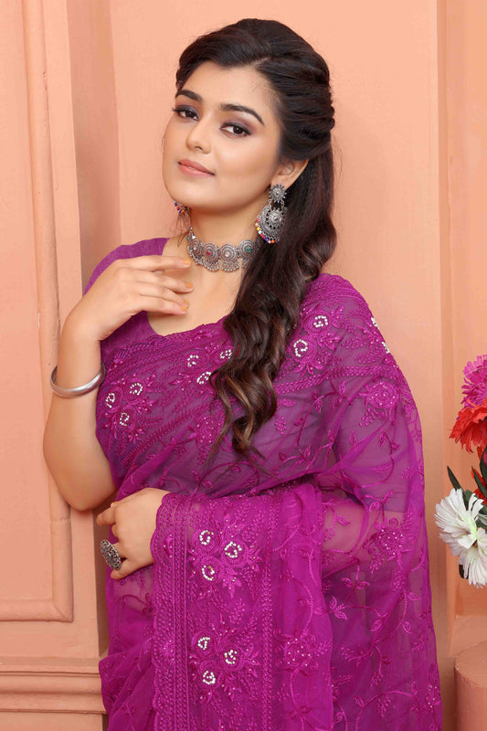 Lavender Net Designer Saree NCSD10910713