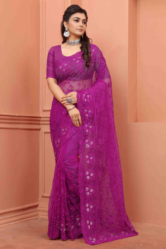Lavender Net Designer Saree NCSD10910713