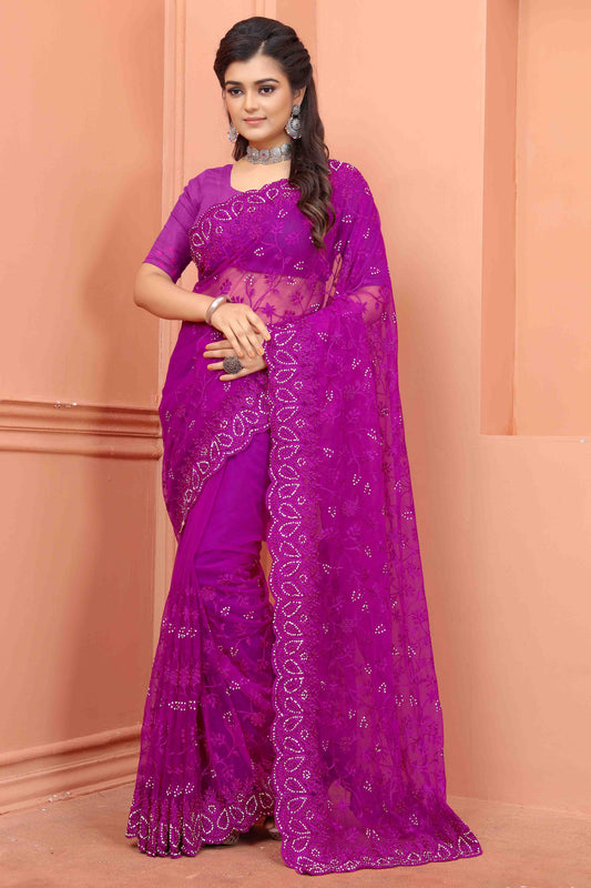 Lavender Net Designer Saree NCSD10910718