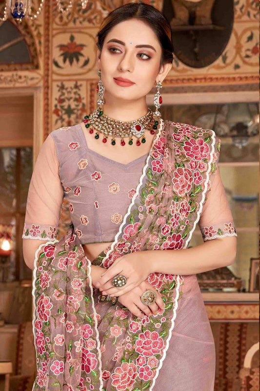 Lavender Net Designer Saree NCSD10910724