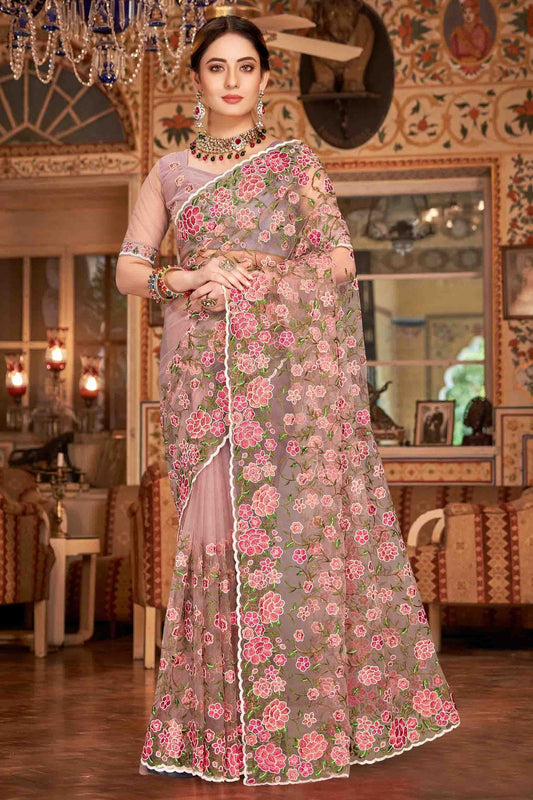 Lavender Net Designer Saree NCSD10910724