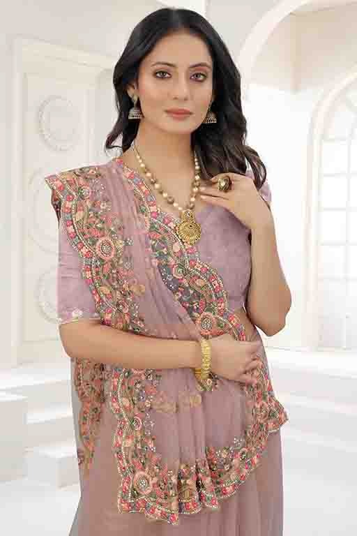 Lavender Net Designer Saree NCSD10910737