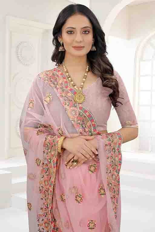 Lavender Net Designer Saree NCSD10910739