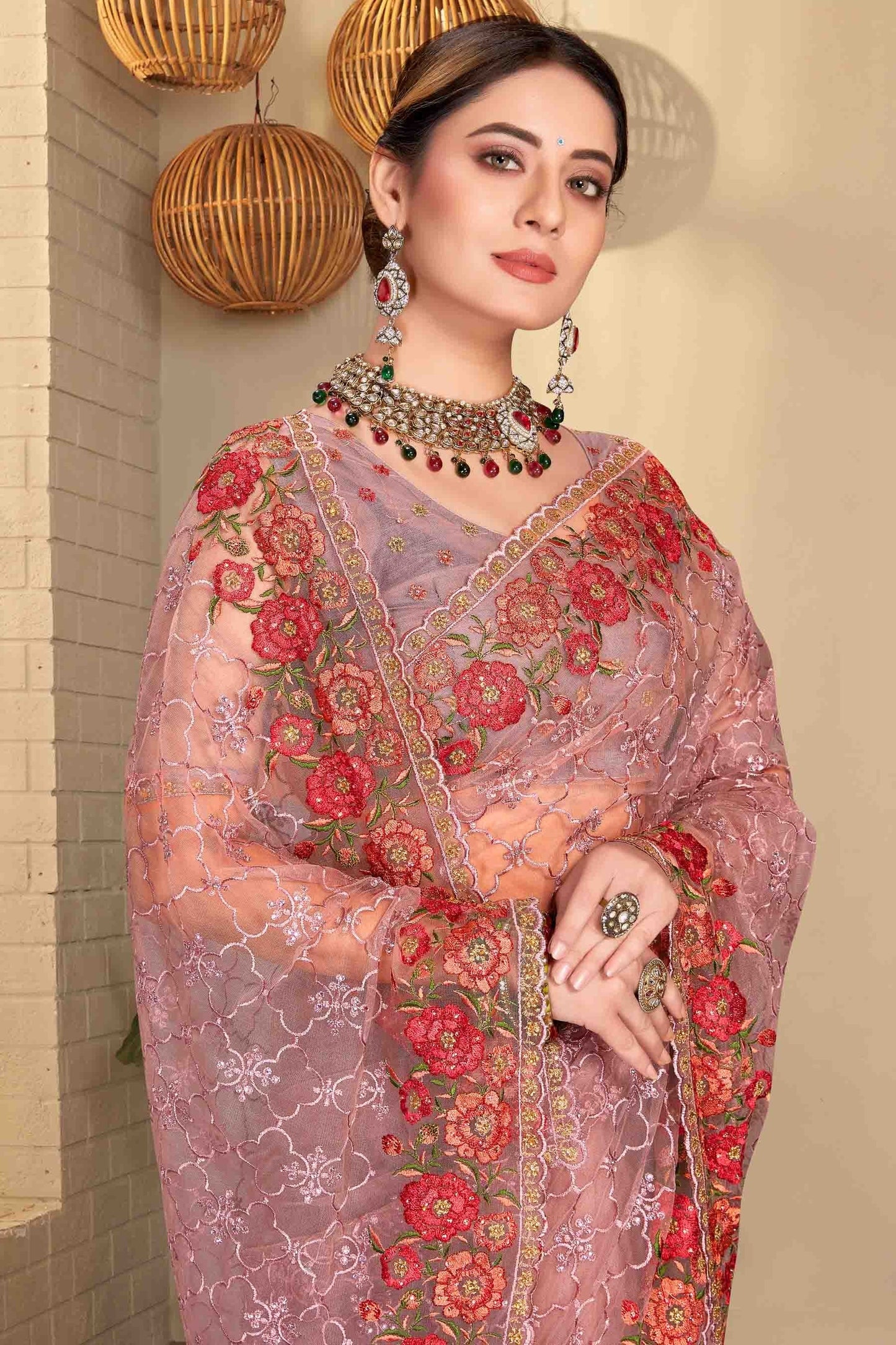 Lavender Net Designer Saree NCSD10910758