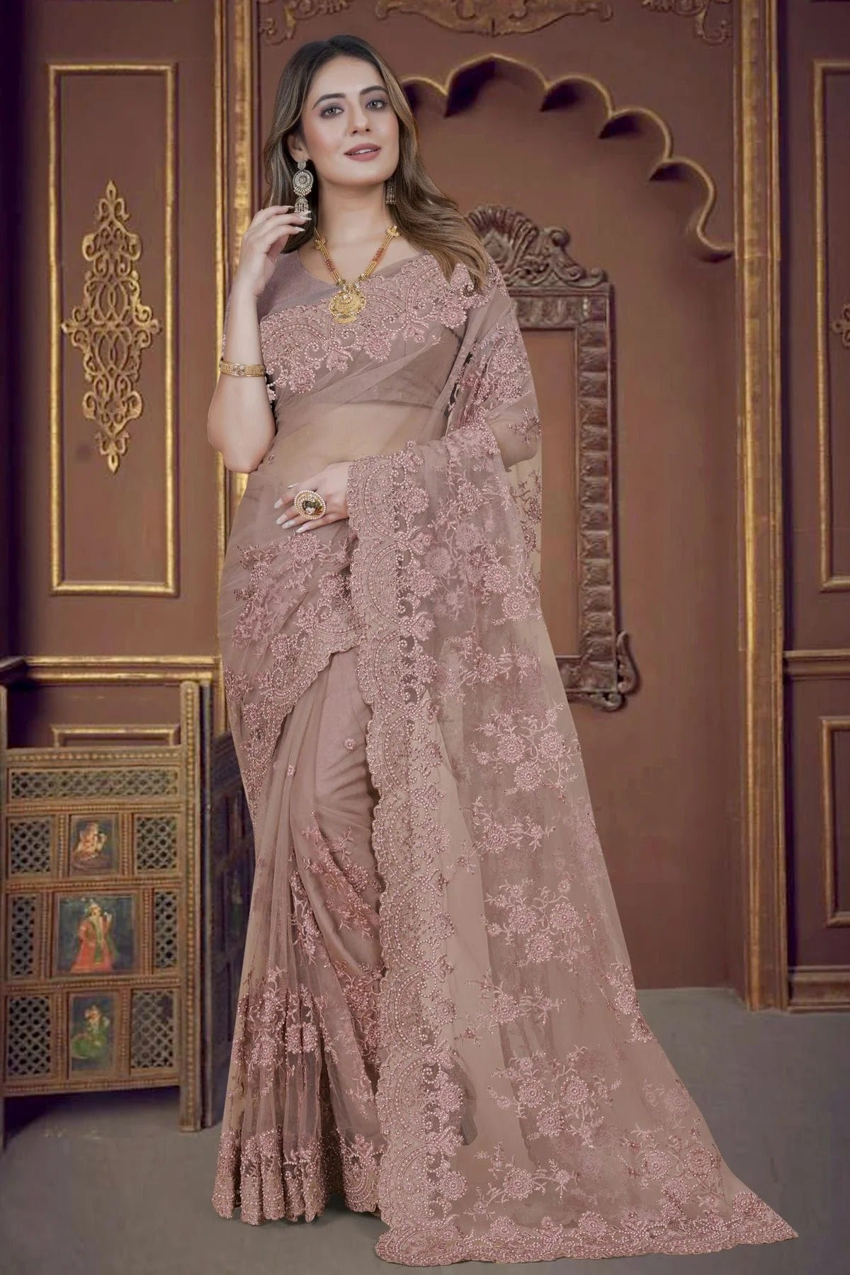 Lavender Net Saree NCSD10910312