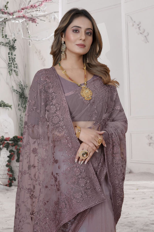 Lavender Net Saree NCSD10910341