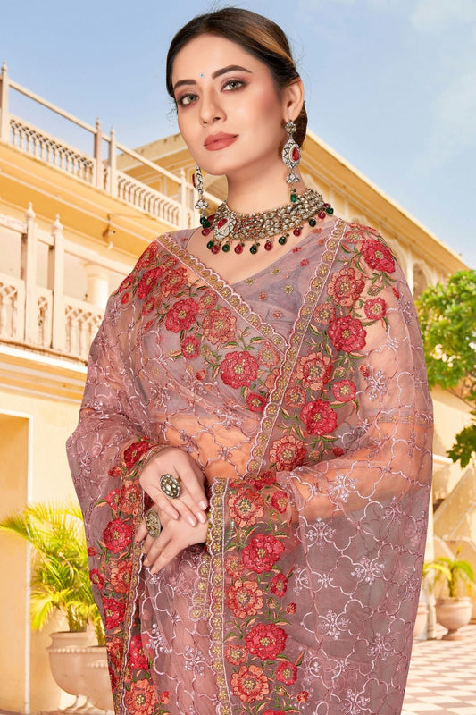 Lavender Net Saree NCSD10910425