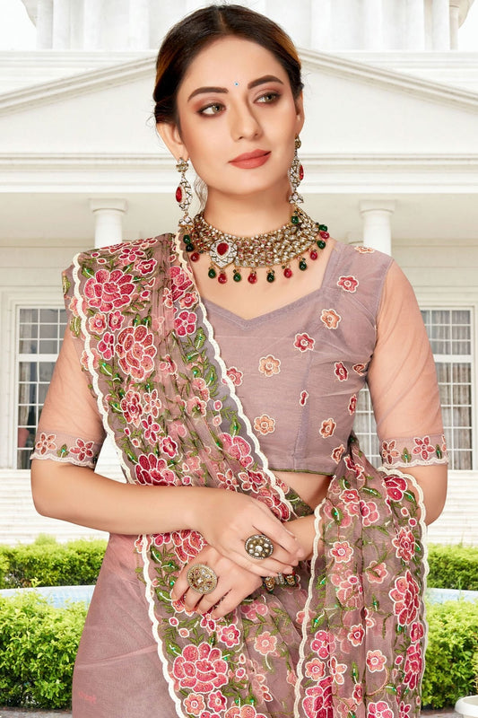 Lavender Net Saree NCSD10910430