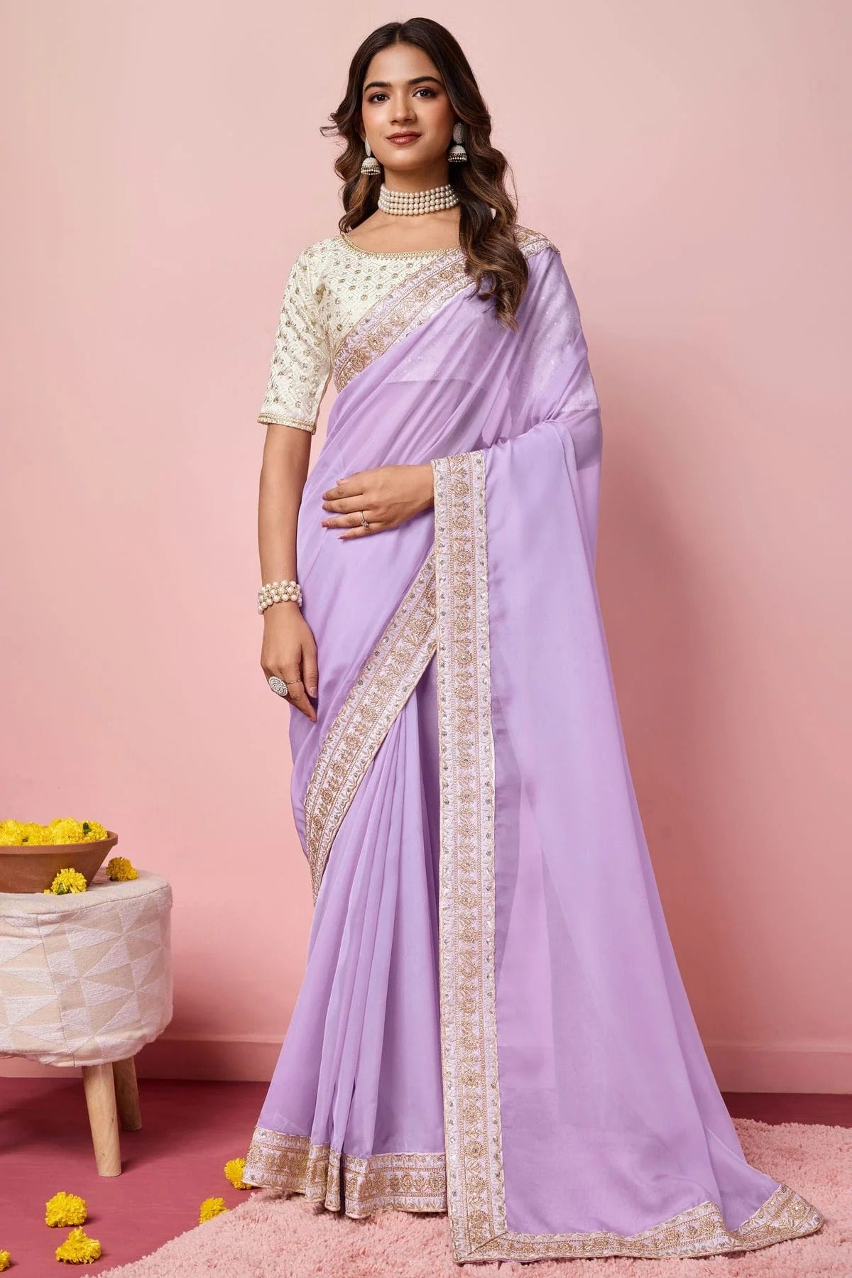 Lavender Organza Designer Saree NCSD11112213