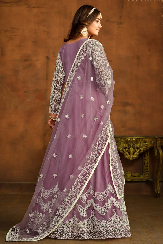 Lavender Semi Stitched Net Anarkali Suit NCSM10510293