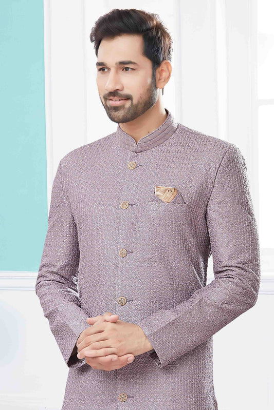 Lavender SherwaniIn Jacquard NCSH10410516