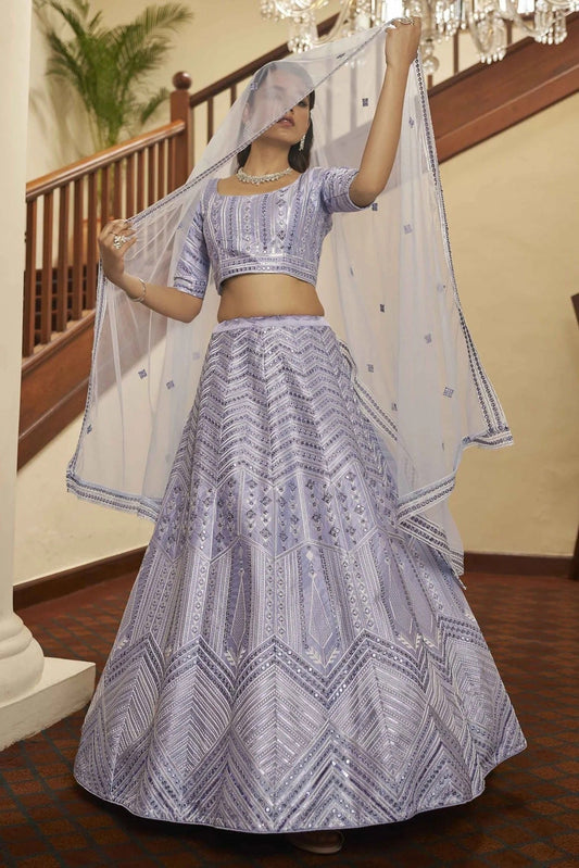 Lavender Silk Embroidery Lehenga Choli NCLC11510150