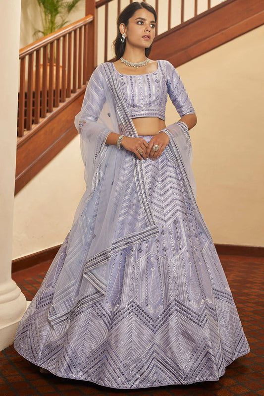 Lavender Silk Embroidery Lehenga Choli NCLC11510150