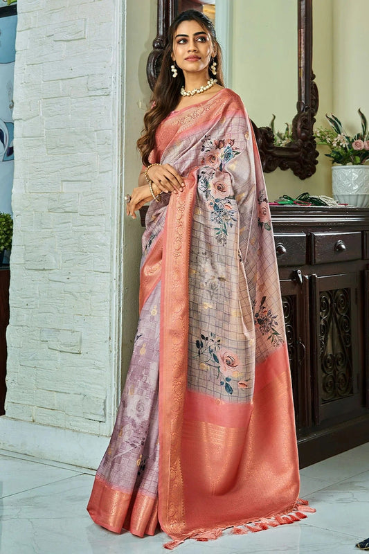 Levender Handloom Kotha Silk Saree NCSD11112549