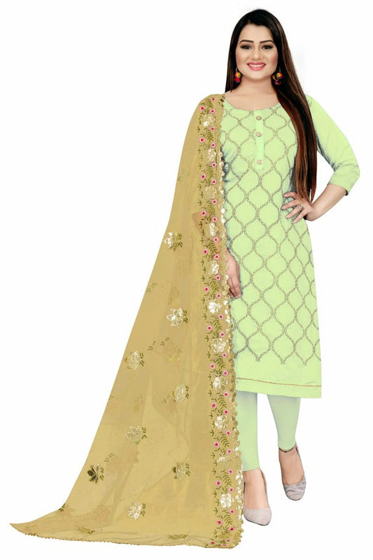Light Green Unstitched Chanderi Straight Suit NCUS11610450