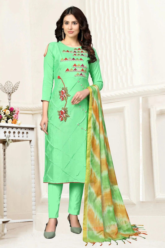 Light Green Unstitched Glass Cotton Straight Suit NCUS11610390