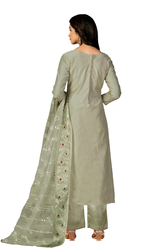 Light Green Unstitched Modal Silk Straight Suit NCUS11610350