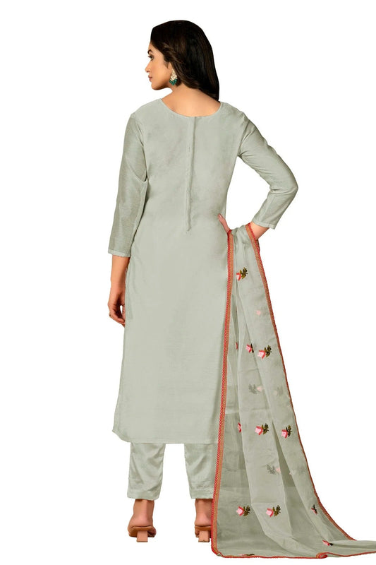 Light Green Unstitched Modal Silk Straight Suit NCUS11610353