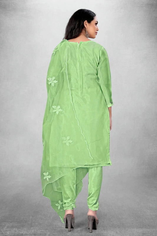 Light Green Unstitched Organza Churidar Suit NCUS11610427