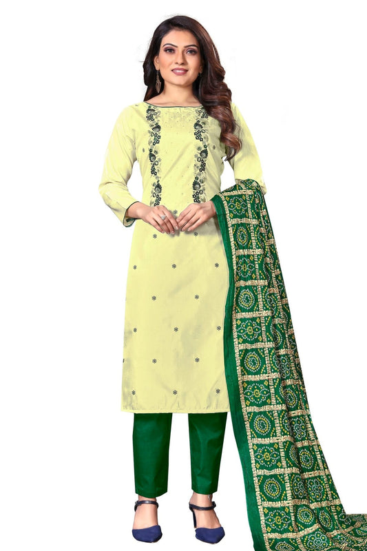 Light Green Unstitched Silk Straight Suit NCUS11610497