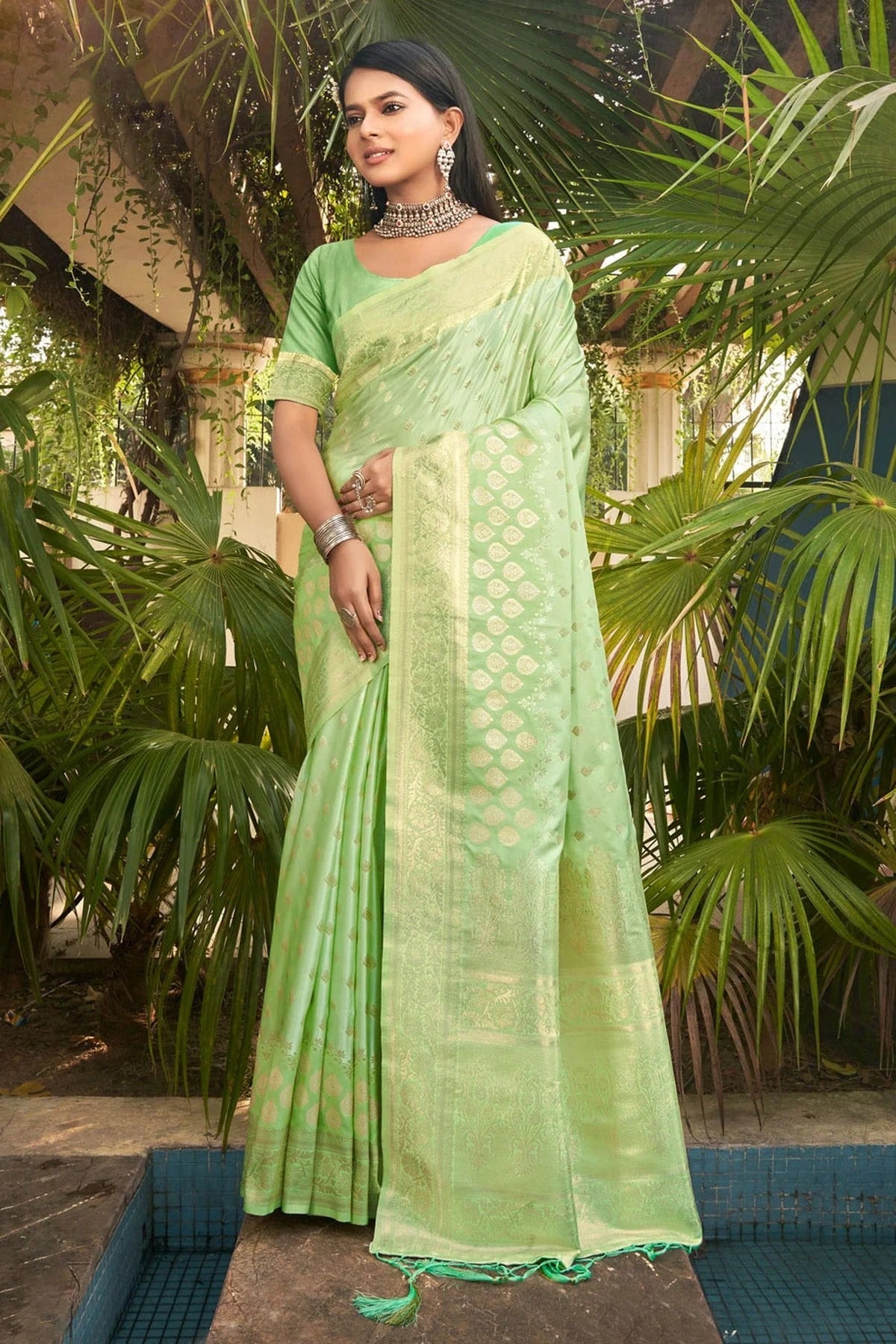 Light Green Woven Silk Saree NCSD11010518