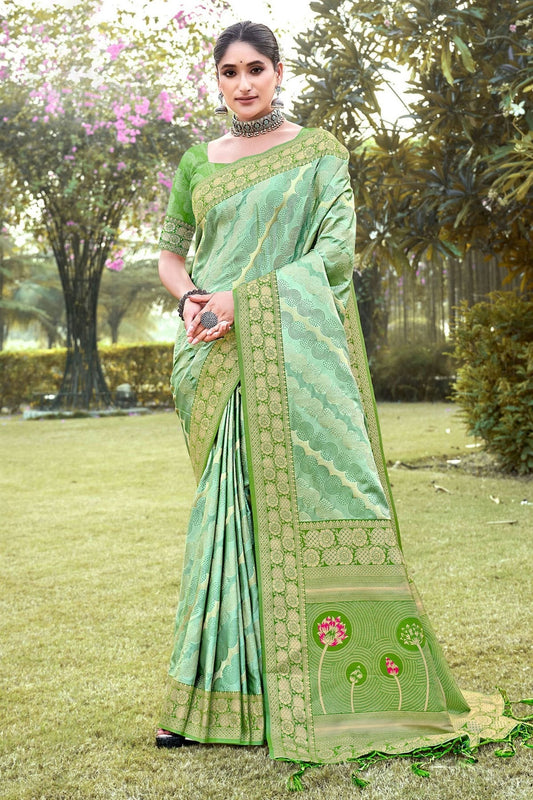 Light Green Woven Silk Saree NCSD11010522