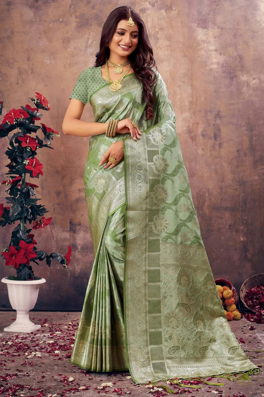 Light Green Woven South Silk Saree NCSD11010538