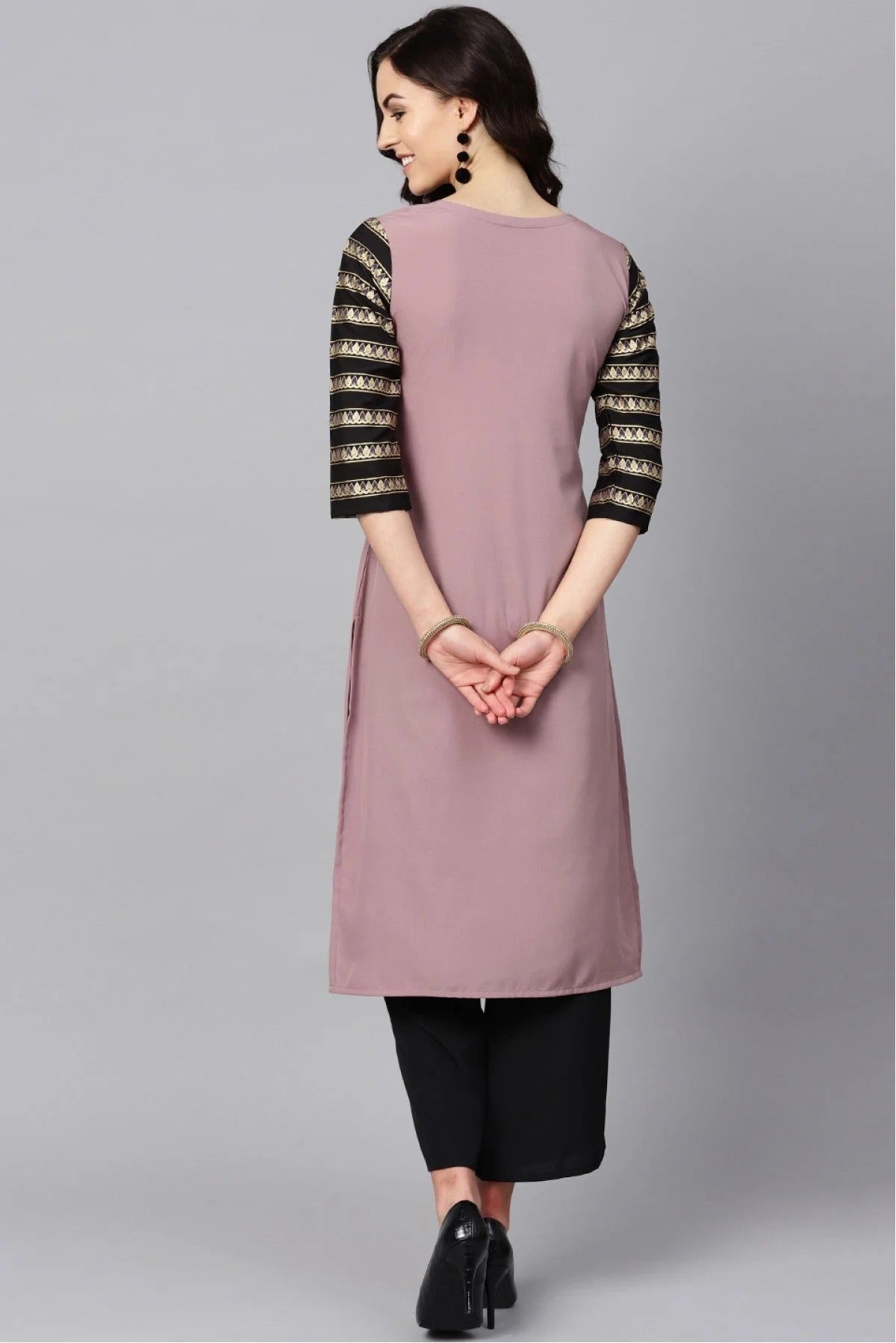 Light Purple Plus Size Crepe Kurta Set NCKR10610103