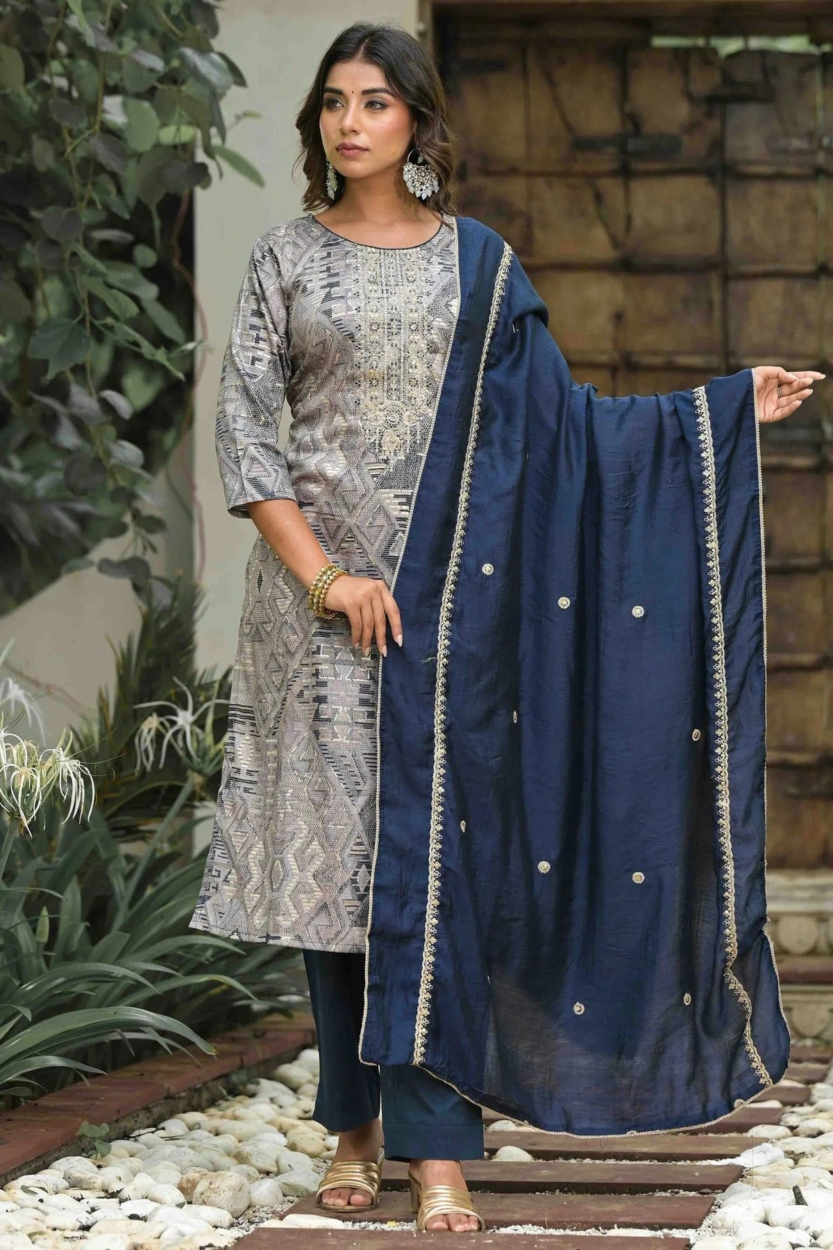 Light Teal Jam Cotton Stitched Pant Style Suit NCSS11410290