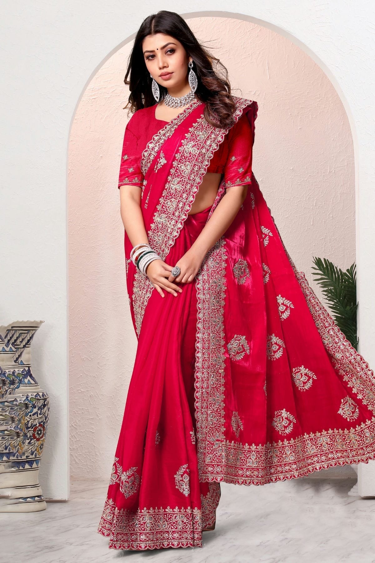 Magenta Crepe Silk Saree NCSD10910242