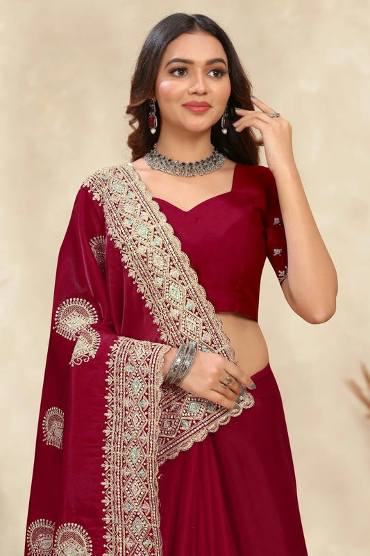 Magenta Crepe Silk Saree NCSD10910243