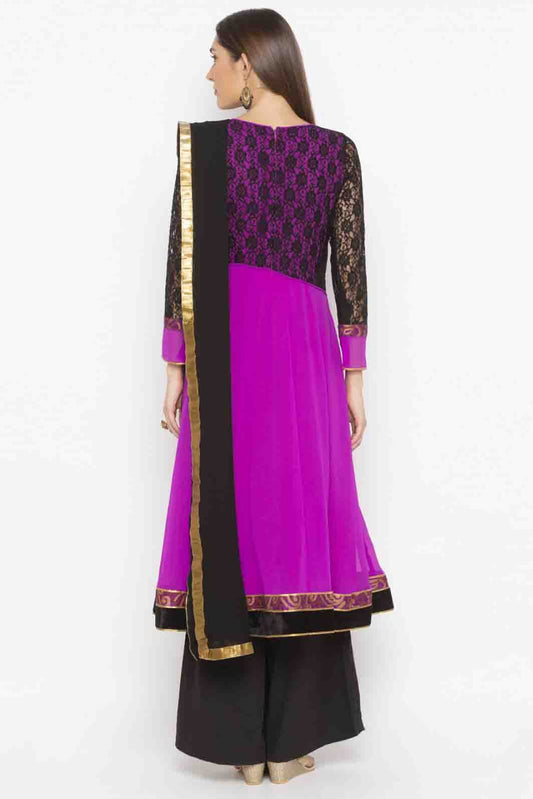 Magenta Plus Size Georgette Embroidery Palazzo Pant Suit NCSS10710645