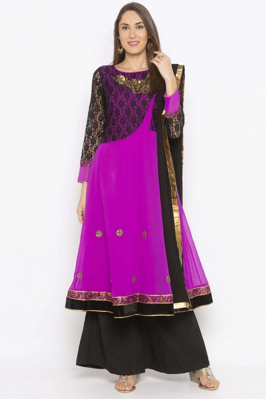 Magenta Plus Size Georgette Embroidery Palazzo Pant Suit NCSS10710645