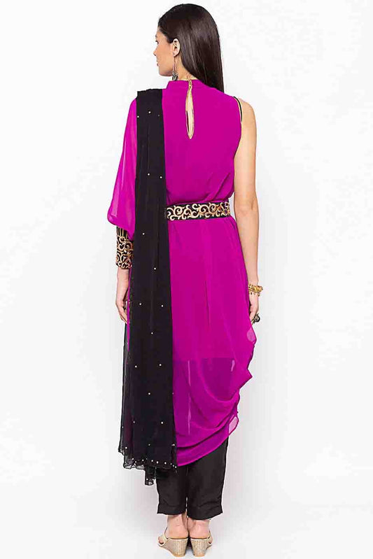 Magenta Plus Size Stitched Georgette Embroidery Pant Style Suit NCSS10710537