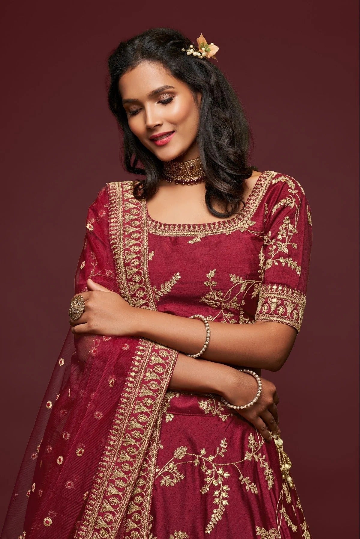 Maroon Art Silk Lehenga Choli NCLC10110339