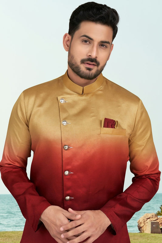 Maroon Champion Silk Indo Western Sherwani NCSH10410300