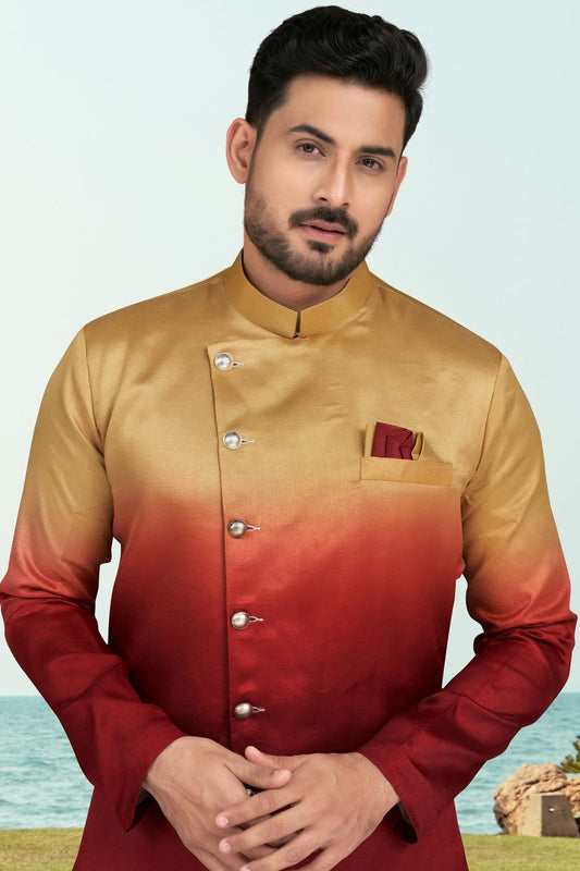 Maroon Champion Silk Indo Western Sherwani NCSH10410306