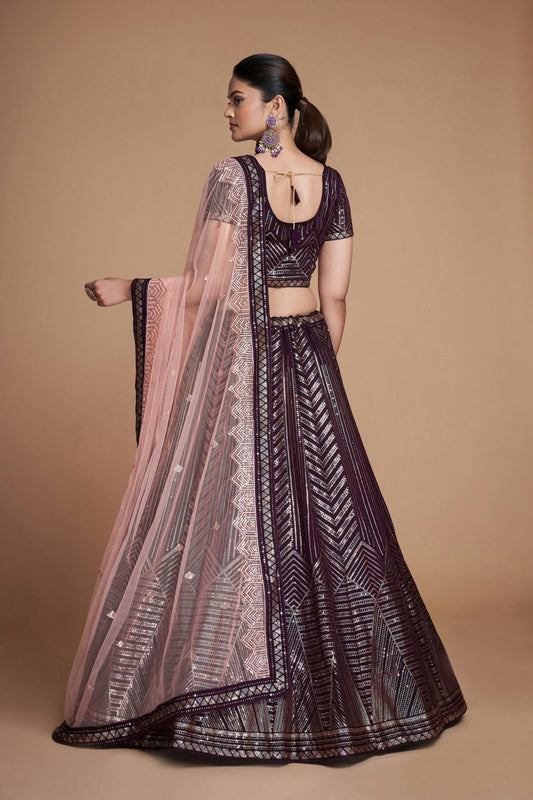 Maroon Embroidery Georgette Lehenga Choli NCLD10810222