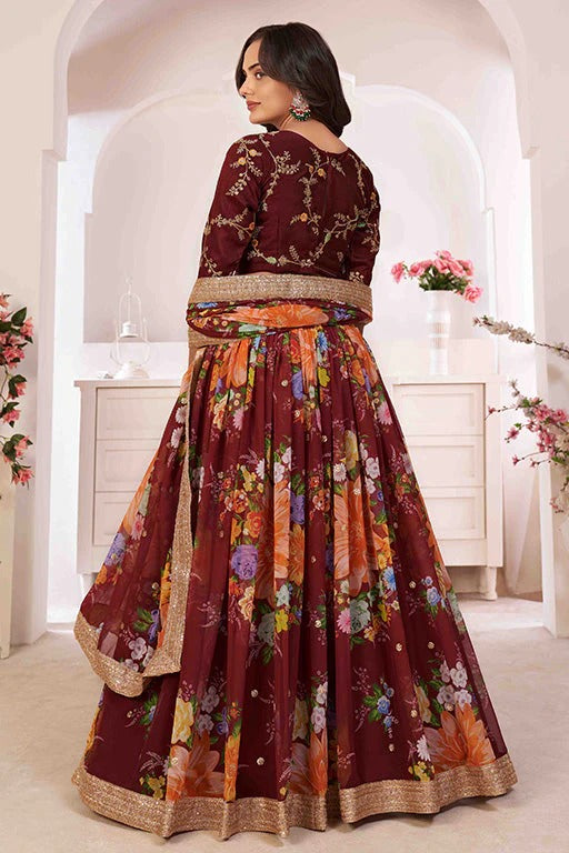 Maroon Georgette Designer Lehenga Choli NCLC12410157