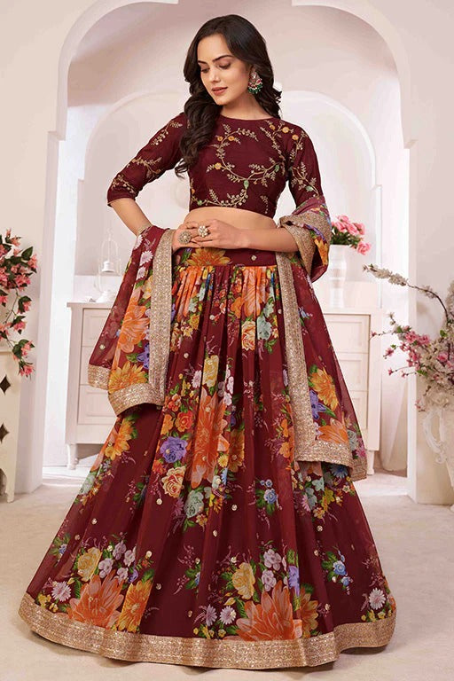 Maroon Georgette Designer Lehenga Choli NCLC12410157